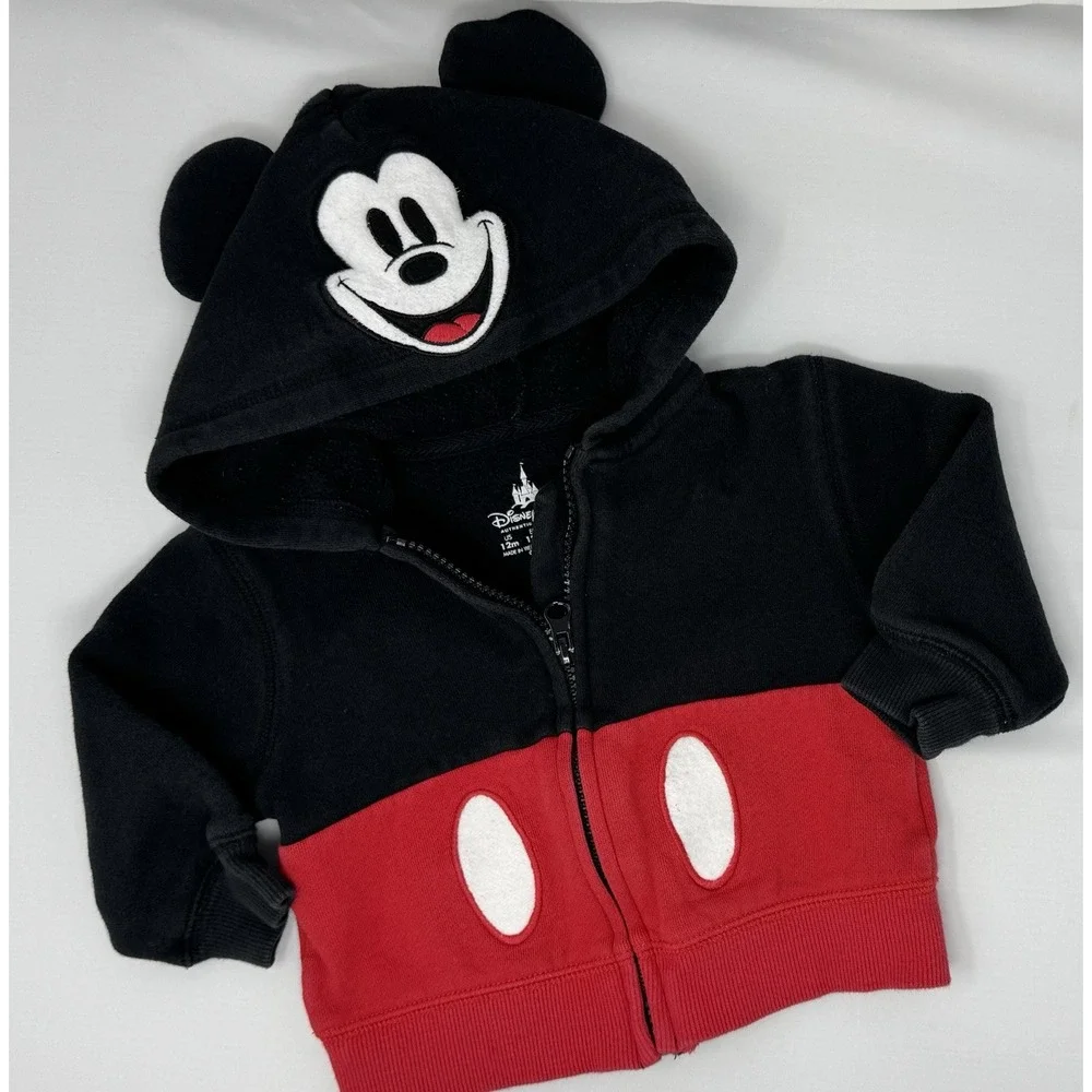 Infant 12 Months Disney Parks Mickey Mouse Hooded‎ Full Front Zip Sweatshirt 12M